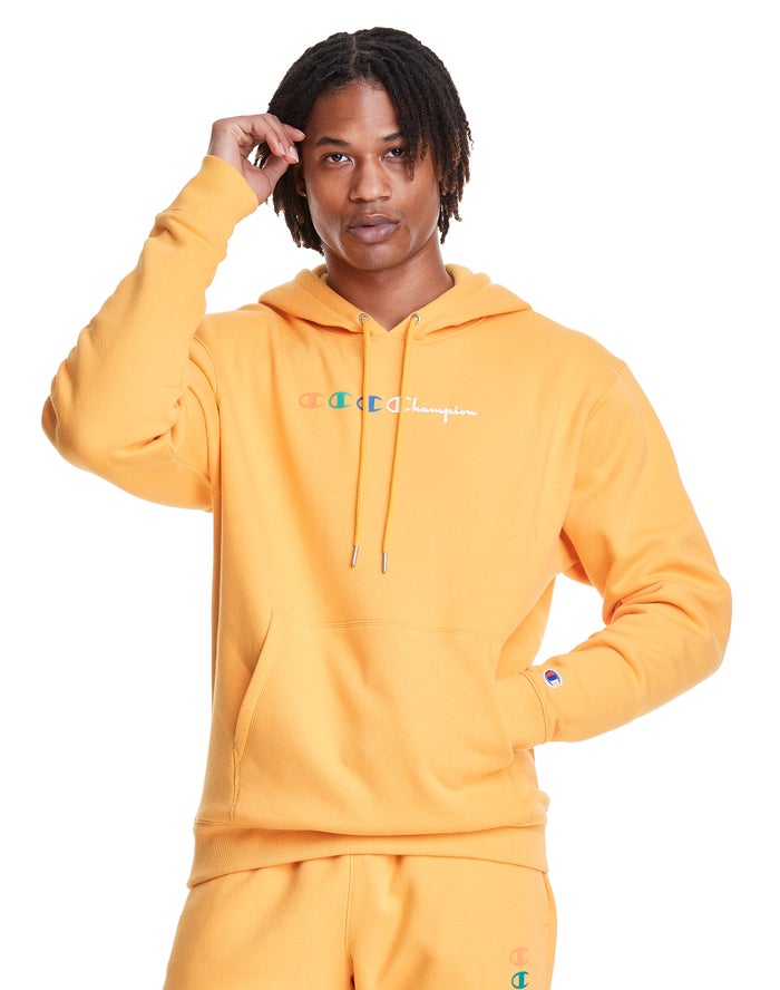 Champion Classic Fleece Triple Logo Hoodie Heren - Geel - Belgie 4278WXBZA